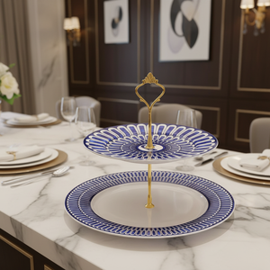 LovingHome 1Pcs Ceramic Plant Pattern Dessert <strong>Fruit</strong> Holder Serving Tier Dish Tray Wedding Cup Cake Stand Plate Set - Product Image 3