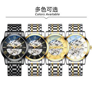 Montre mécanique automatique creuse de luxe pour hommes haute couture affaires ceinture en acier inoxydable lumineuse étanche - Product Image 4