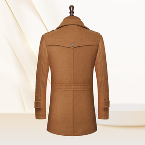 Cappotto Lungo da <span class=keywords><strong>Uomo</strong></span> in Tweed Stile Business Autunno e Inverno con Doppio Colletto e Cerniera Verticale - Product Image 3