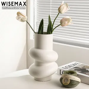 WISEMAX Vas Dekoratif Keramik Ukuran Mini Bentuk Lingkaran Minimalis Modern Dekorasi Dalam Ruangan Penjualan Laris untuk Lorong