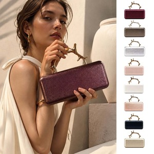 Stylish Solid Color PU Leather Clutch Bag For Evening Party Custom logo top handle handbags Wholesale women's clutch bags Bulk - Product Image 1