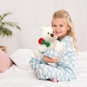 V445 Adorable Ours en Peluche Blanc Doux, Jouet en Peluche, Poupée Ours Tenant une Rose pour Soulager le Stress, Cadeau de la Saint-Valentin, Cadeau d'Anniversaire - Product Image 3