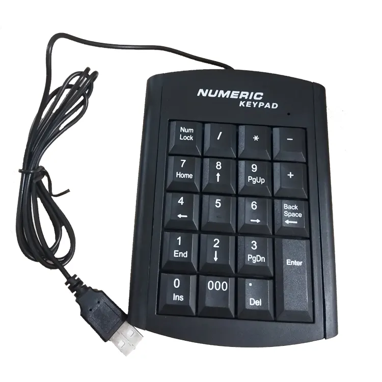 मिनी यूएसबी संख्यात्मक प्रकाश डिजाइन सस्ते टिकाऊ लैपटॉप कीबोर्ड TKL संख्यात्मक कीपैड के साथ 19 चाबियाँ