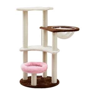 Masif ahşap kedi tırmanma platformu, kedi yatağı, entegre kedi tırmalama tahtası, hasır rattan uzay kapsülü, kılıç otu topu, büyük kediler için. - Product Image 3