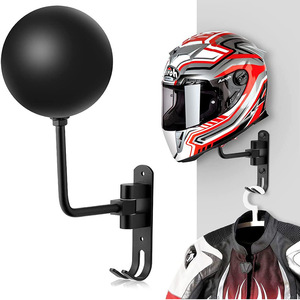 Support de <span class=keywords><strong>casque</strong></span> de <span class=keywords><strong>moto</strong></span> à rotation de 180 degrés support <span class=keywords><strong>mural</strong></span> en métal avec 2 crochets cintre pratique pour sacoches bagages - Product Image 3