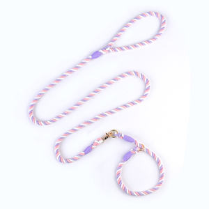 Conjunto de correa de cuello para mascotas de cuerda de algodón de colores mezclados de lujo Diseño de cadena tipo P para comodidad y estilo - Product Image 1