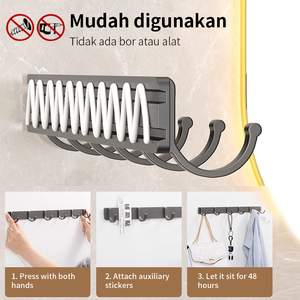 Pano.V New High Quality Space Aluminum Hanging Clothes 4/6 Plain Finish <b>Bathroom</b> Toilet Door Back Row Hanger <b>Hook</b> - Product Image 4