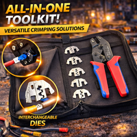 Kit de Herramientas de Reparación de Redes Multimodulares, Alicates de Crimpado RJ45, Probador de Cables LAN, Cortador, Pelacables, Estuche Rígido de Acero al Carbono para FTTH