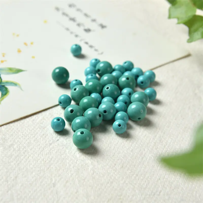 6mm 8mm 12mm Green Green Round Magnesite Gemstone Loose Beads for Necklace Natural Turquoise Beads for Bracelet Jewelry Making