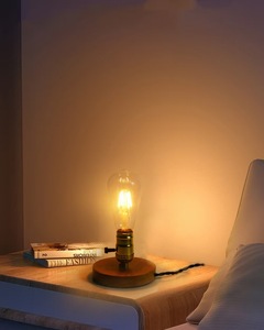 Vintage Fashion Nordic Retro <strong>Table</strong> <strong>Lamp</strong> with E27 Fitting Dome Wood <strong>Shade</strong> <strong>for</strong> Hotel Living Room &amp; Bedroom Decor or Night Lighting - Product Image 4