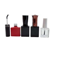 Bouteille en verre vide carrée givrée personnalisée pour vernis à ongles, 12 ml, avec pinceau et capuchon, impression de logo personnalisée, vente en gros