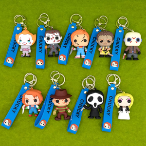3D Horror <strong>Movie</strong> Character PVC Keychain Cute Spooky Figure Keyring Custom Logo Halloween Promotional Gift Bag Charm Wholesale - Product Image 5