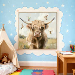 Scottish Highland gia súc hiện đại trang trí nhà động vật bò Áp phích in tranh Tường Vải nghệ thuật hình ảnh - Product Image 3