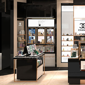 Espositore per Profumi Delicato per Negozi di Cosmetici K-beauty, Design d'Interni per Negozi di Skincare, Tavolo Espositivo Personalizzato per Profumi - Product Image 5