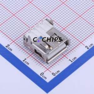 U-A-24DD-Y-10 USB Connector Bent Lead Through Hole Connector Type-A USB 2.0 Female Right Angle Insert - Product Image 1