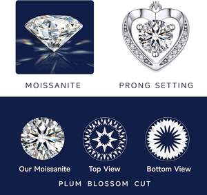 Collier en argent sterling 925 de luxe de qualité supérieure avec carte, meilleur cadeau, moissanite ronde de 3 carats, « Je t'aime » - Product Image 2