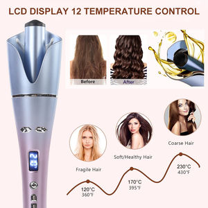 Rizador de pelo de cerámica sin calor automático para uso doméstico, varita giratoria eléctrica, pantalla LCD de temperatura, calentador PTC para salones de belleza - Product Image 3