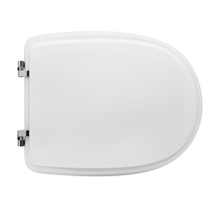 Asiento de inodoro para Pozzi Ginori, forma de huevo, blanco, con bisagras de expansión en forma de C - Product Image 1
