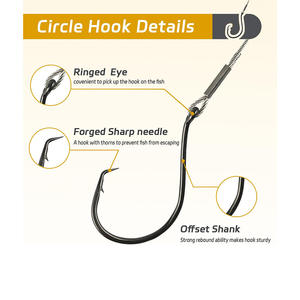 2X Hameçons <span class=keywords><strong>de</strong></span> pêche <span class=keywords><strong>en</strong></span> eau salée ultra-résistants, hameçons circulaires Octopus, hameçons circulaires sportifs offset personnalisés pour poisson-chat et bar 10 # -10/0 - Product Image 2