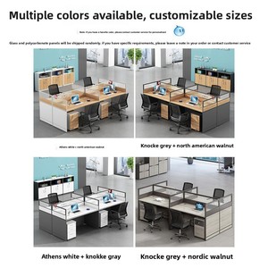 Conjunto de Mesa y Silla de Oficina para Personal, Estación de Trabajo con Divisiones, Madera Ignífuga, Diseño Moderno y Minimalista para Trabajo Financiero - Product Image 3
