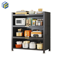 Meuble de rangement métallique moderne multi-niveaux sur pied pour ustensiles de cuisine, 4 étagères, 4 tiroirs, support durable pour four à micro-ondes et vaisselle
