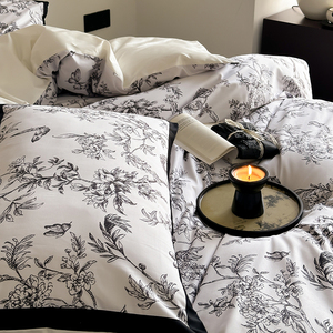 Luxury Style 100S Long Staple Cotton Four Piece <b>Bedding</b> <b>Set</b> Floral Duvet Cover Home Use Breathable Sheet Style - Product Image 4