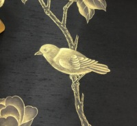 SUNGPU SUNGPU Wallpaper Lukisan Tangan Motif Bunga Emas dan Burung, Latar Belakang Hitam, Mural Dinding Mewah Kustom untuk Dinding Latar Belakang Villa dan Hotel