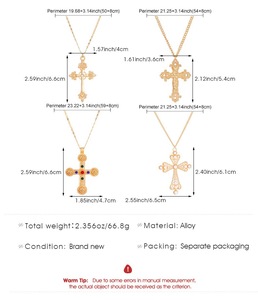 18k altın kaplama çapraz dört adet Set kolye kadınlar için klasik inci Punk Hip Hop haç kolye kolye dini takı - Product Image 4