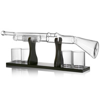 Decantador de Whisky de Vidrio en Forma de Rifle, Botella AK, Decantador de Rifle con 4 Vasos de Whisky en Forma de Bala, Juego de Whisky
