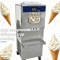 Touchscreen bediening commerciële soft serve ijsmachine dubbele compressor 3 smaken voorverkoelende vershoudende ijsmachine