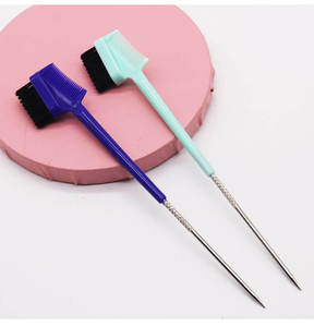 Peigne à queue de rat double face en acier inoxydable OEM pour sourcils, brosse de contrôle des bords 3-en-1 personnalisée - Product Image 5