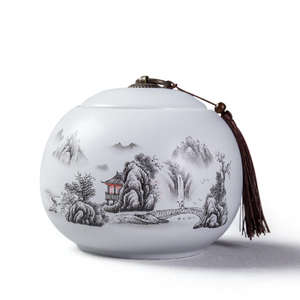 โถเซรามิกเคลือบลายแตกแบบเรียบง่าย สำหรับเก็บน้ำตาล กระป๋องเก็บชาแบบสุญญากาศ สำหรับอุปกรณ์ชา - Product Image 2