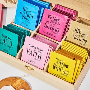 Caja de madera Premium Juego de regalo religioso 90 <span class=keywords><strong>Gourmet</strong></span> Christian Prayer Tea 6 Sabores Versículos DE LA Biblia para mujeres Mamá Hermana Amiga - Product Image 5
