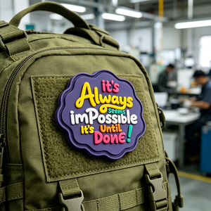 Patch in PVC con Citazione Motivazionale Personalizzata, Sempre Apparentemente Impossibile Fino alla Realizzazione, con Chiusura a Strappo, Produzione Diretta - Product Image 3