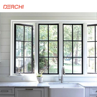 DERCHI Hurricane Impact Ventanas de aluminio Piso a techo Aluminio Ventanas de vidrio fijas grandes Diseño de ventana de imagen extra grande