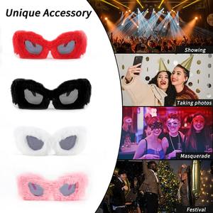 <span class=keywords><strong>Lunettes</strong></span> De soleil œil De chat surdimensionnées pour femmes, Punk, fourrure douce, velours, <span class=keywords><strong>lunettes</strong></span> De soleil pour dames, UV400, <span class=keywords><strong>lunettes</strong></span> faites à la main - Product Image 3