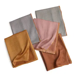 Spring New stock Pure Color Cashmere Scarf Poncho Double Sided Metal Satin Light Shawl Ladies Large Square