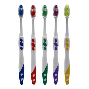Custom logo cheap price household 6 PK nylon polished wavy bristles gum massage adult toothbrush