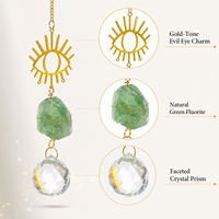Pierre brute de fluorite verte naturelle, attrape-soleil œil porte-bonheur, ornement suspendu, décoration de fenêtre en cristal, cadeau