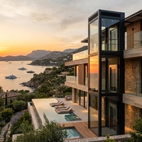 Ascenseur panoramique pour villa extérieure, cadre blanc, design moderne, utilisation intérieure/extérieure