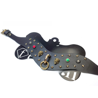 Collier pour chien en cuir véritable de luxe, élégant, classique, doux, style punk, avec rivets, design tête de tigre, réglable, pour chiens de petite, moyenne et grande taille