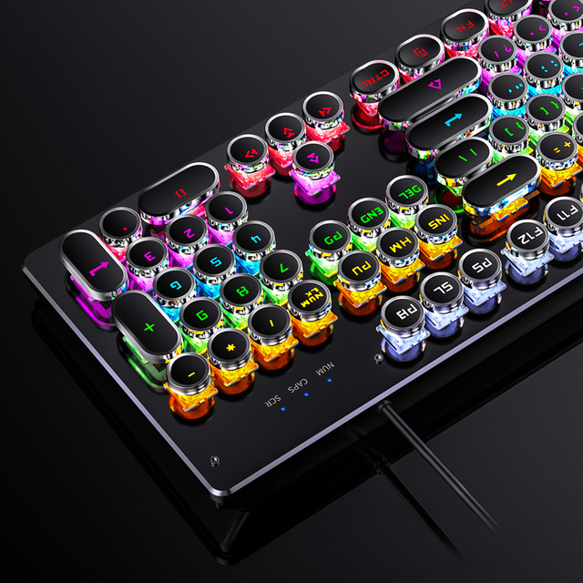 104 Keys Anti-Ghosting USB Wired Hybrid Backlight Retro Punk Mechanical Gaming Keyboard for Laptop Desktop