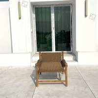Chaise longue simple en teck de haute qualité Sigma, style nouveau, en corde tressée, pour jardin et terrasse