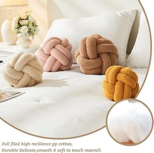 <span class=keywords><strong>Cojines</strong></span> Decorativos Modernos Sherpa, Cojín Redondo de Felpa Suave con Nudo de Bola para Cama, Sofá, Cojín de Bola Anudada - Product Image 6