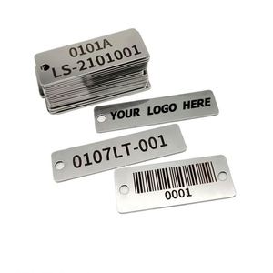 Etiquetas Rectangulares de Acero Inoxidable Duraderas Personalizadas con Grabado y Impresión UV, Dos Orificios para Estampado Personalizado, Regalo Perfecto - Product Image 1