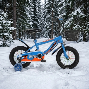 Bicicleta Infantil con Ruedas de 12/16/20 Pulgadas, Diseño de Dibujos Animados, con Ruedas de Entrenamiento Extraíbles y Canasta Delantera para Niños - Product Image 1