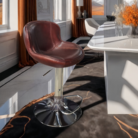 Tabouret de bar moderne en cuir véritable pour îlot de cuisine et comptoir Siège confortable à hauteur réglable Chaise de bar en cuir de luxe