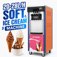 Nouvelle machine à glace molle à haute production 28L/h GQ-8226 en acier inoxydable, automatique, 3 saveurs, usage commercial