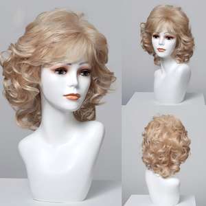 Perruque synthétique courte vintage style maman, en fibre haute température, avec filet rose, boucles pixie latines, pour femmes, usage quotidien et soirée - Product Image 2