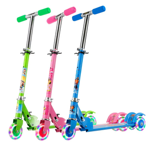 Jumon <b>Three</b>-wheel foldable scooter Height-adjustable kick scooter Flashing wheels kids scooter Iron frame children scooter - Product Image 3
